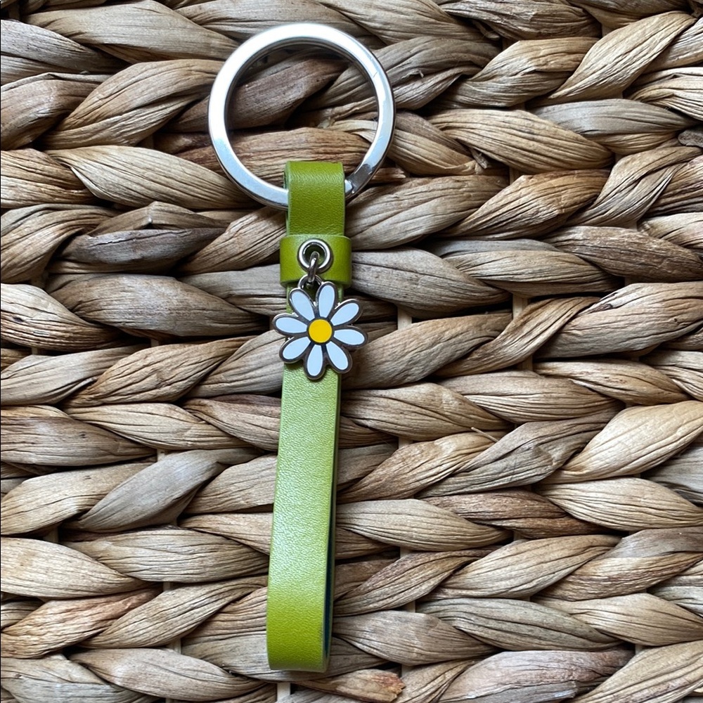 Coach Leather Keychain with Daisy Charm